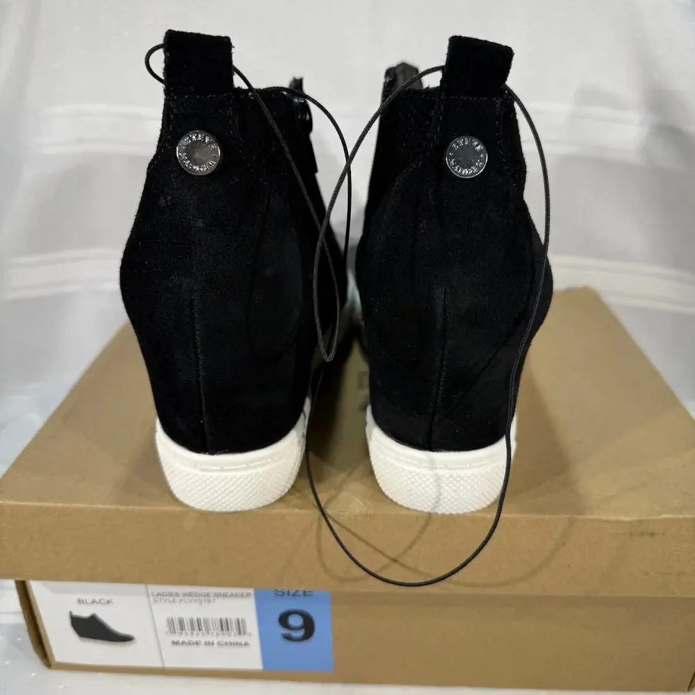 Steve Madden Black Wedge Sneakers Womens Size Eight New In Box‎
